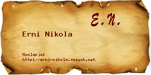 Erni Nikola névjegykártya